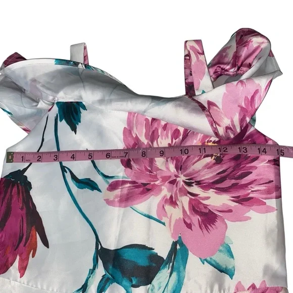 The Children's Place NWT Pink and White Floral Dress Off The Shoulder Size 14 - Picture 13 of 16